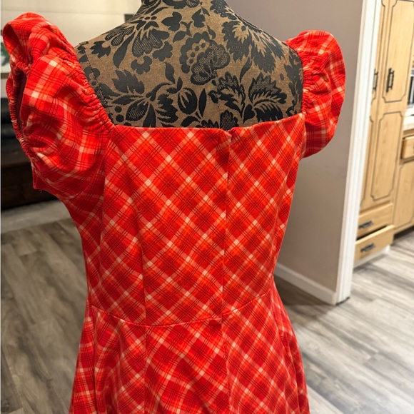 Collectif Red Plaid Midi Dress - Picture 3 of 5